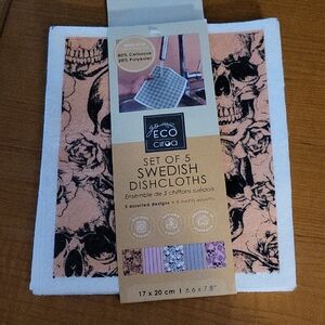 Ciroa Pink and Black Swedish  Dishcloth Skulls Stripes NWT